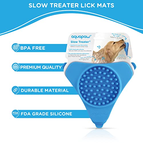 Aquapaw Slow Treater Treat-Dispensing Lick Mat for Dogs and Cats â Suctions to The Wall or Floor for Anxiety-Free Pet Bathing, Grooming or Training