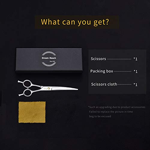 Dream Reach Professional Dog Grooming Straight, Curved, Thinning/Blending/Chunking Scissors Kit, JP-440C Stainless Steel Pet Cat Hair Cutting/Trimming Shears (7 inch-Curved Scissors)