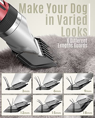 oneisall Pet Grooming Clipper Kits Low Noise Dog and Cat Rechargeable Cordless Electric Queit Clippers Set (Red)