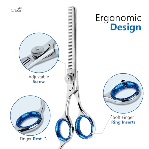 Laazar Pro Shears Thinning Pet Grooming Shear - 6.5 42 Teeth Scissors for dogs cats and pets