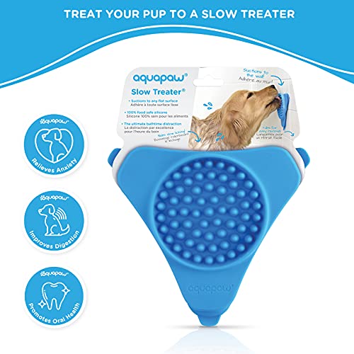 Aquapaw Slow Treater Treat-Dispensing Lick Mat for Dogs and Cats â Suctions to The Wall or Floor for Anxiety-Free Pet Bathing, Grooming or Training