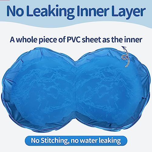 Alvantor Pet Double Swimming Pool Dog Bathing Tub, Hard Plastic Kiddie Pools, Cat Puppy Shower Spa Foldable Portable Indoor Outdoor Pond Ball Pit 63"x35"x12" Patent Pending