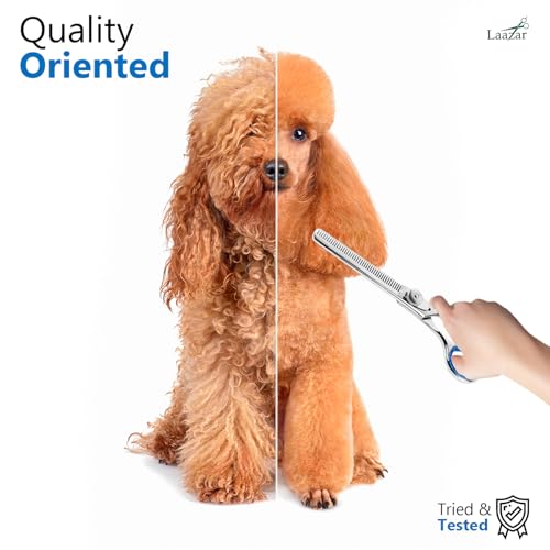Laazar Pro Shears Thinning Pet Grooming Shear - 6.5 42 Teeth Scissors for dogs cats and pets
