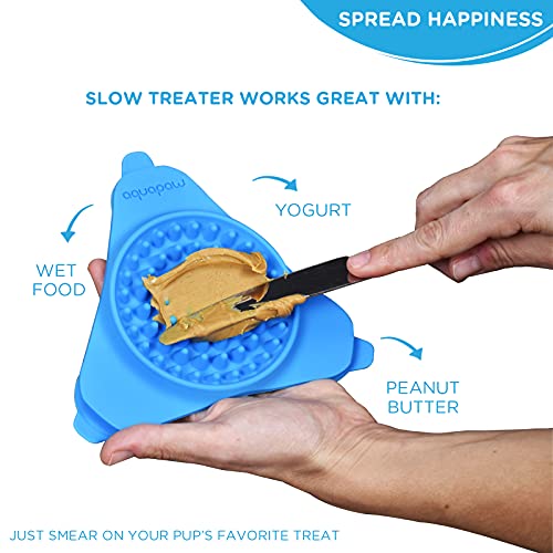 Aquapaw Slow Treater Treat-Dispensing Lick Mat for Dogs and Cats â Suctions to The Wall or Floor for Anxiety-Free Pet Bathing, Grooming or Training