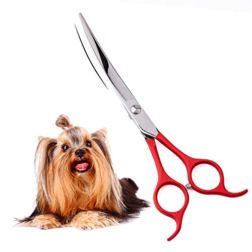 TooSharp Dog Grooming Curved Scissor - 7 Inch Professional Sharp Trimming Shears Designed for Right/Left handers for Long Short Hair of Cat Pet