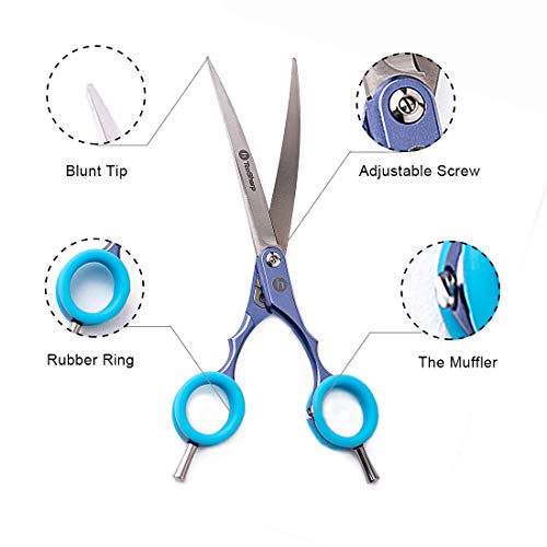 TooSharp Dogs Grooming Curved Scissor - 7.5 Inch Pet Grooming Shear for Professional Groomer, Made of Japanese 440C Stainless Steel