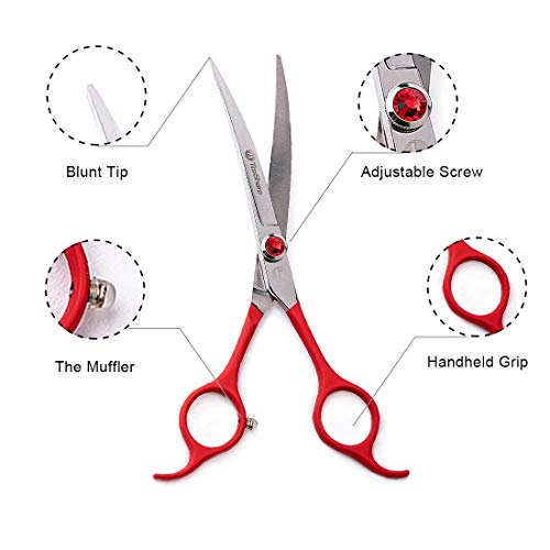 TooSharp Dog Grooming Curved Scissor - 7 Inch Professional Sharp Trimming Shears Designed for Right/Left handers for Long Short Hair of Cat Pet