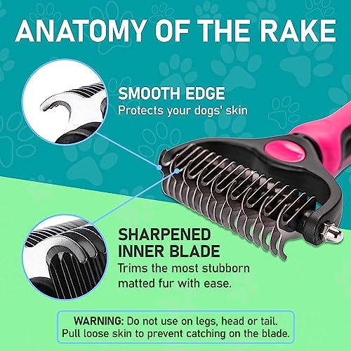 Double-Sided Pet Grooming Brush - Wide, Pink