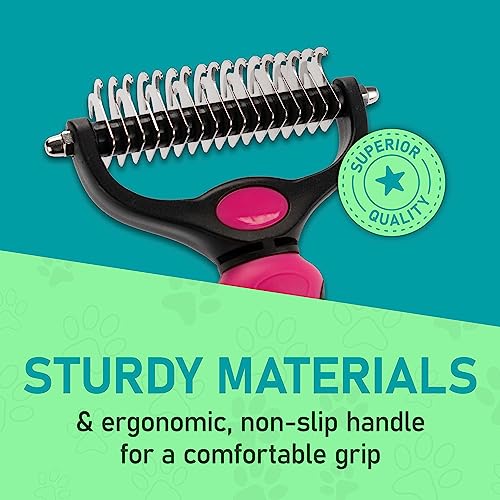 Double-Sided Pet Grooming Brush - Wide, Pink