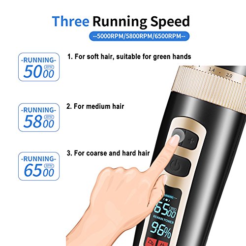 Otstar Professional Dog Grooming kit, 3 Speed Rechargeable Cordless Dog Clippers Low Noise Low Vibration, LED Screen Indicate Power/Lubricating/Cleaning