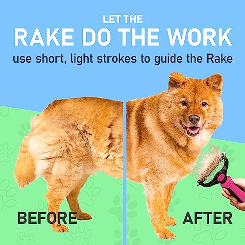 Double-Sided Pet Grooming Brush - Wide, Pink