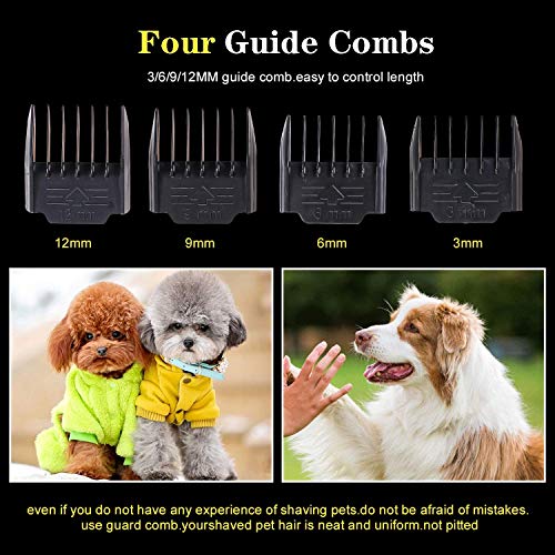 Hansprou Dog Shaver Clippers High Power Dog Clipper Low Noise Plug-in Pet Trimmer Pet Professional Grooming Clippers with Guard Combs Brush for Dogs Cats and Other Animal