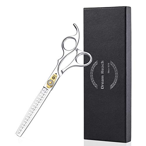 Dream Reach Professional Dog Grooming Straight, Curved, Thinning/Blending/Chunking Scissors Kit, JP-440C Stainless Steel Pet Cat Hair Cutting/Trimming Shears (7 inch-Chunker Scissors)