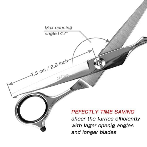 Chibuy Curved Dog Grooming Scissors with Round Tips, Pet Curved Shear for Dogs and Cats, 4CR Stainless Steel Pets Bending Scissors, Professional Pet Grooming Tools for Home