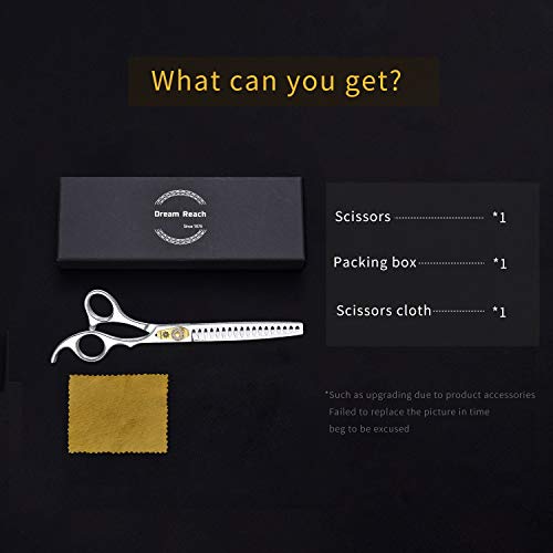 Dream Reach Professional Dog Grooming Straight, Curved, Thinning/Blending/Chunking Scissors Kit, JP-440C Stainless Steel Pet Cat Hair Cutting/Trimming Shears (7 inch-Chunker Scissors)