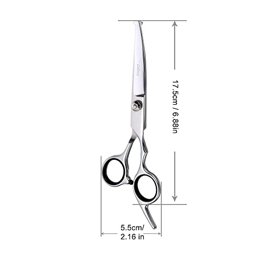 Chibuy Curved Dog Grooming Scissors with Round Tips, Pet Curved Shear for Dogs and Cats, 4CR Stainless Steel Pets Bending Scissors, Professional Pet Grooming Tools for Home