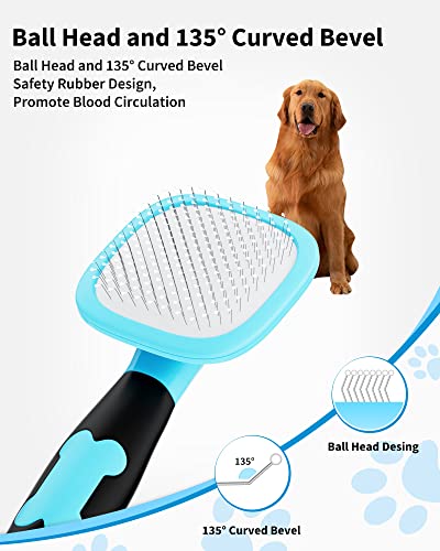 Glendan Dog Brush & Cat Brush- Slicker Pet Grooming Brush- Shedding Grooming Tools(Blue)