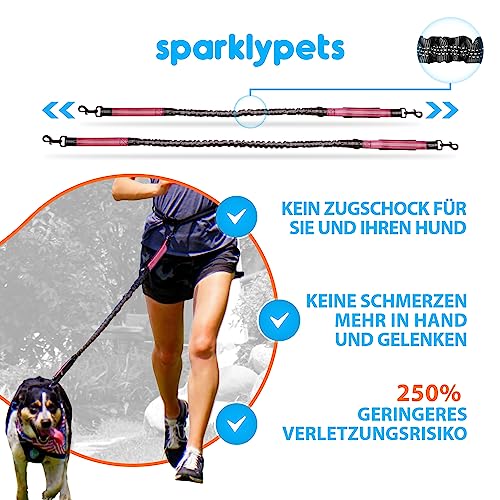 SparklyPets Hands Free Dog Leash for Medium and Large Dogs – Professional Harness with Reflective Stitches for Training, Walking, Jogging and Running Your Pet (Pink, for 1 Dog)