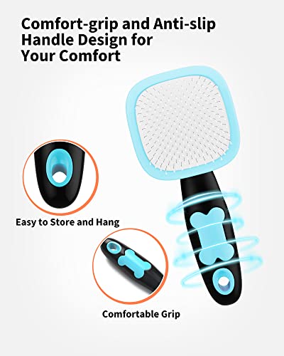 Glendan Dog Brush & Cat Brush- Slicker Pet Grooming Brush- Shedding Grooming Tools(Blue)
