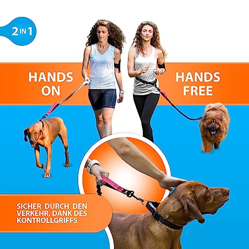 SparklyPets Hands Free Dog Leash for Medium and Large Dogs – Professional Harness with Reflective Stitches for Training, Walking, Jogging and Running Your Pet (Pink, for 1 Dog)
