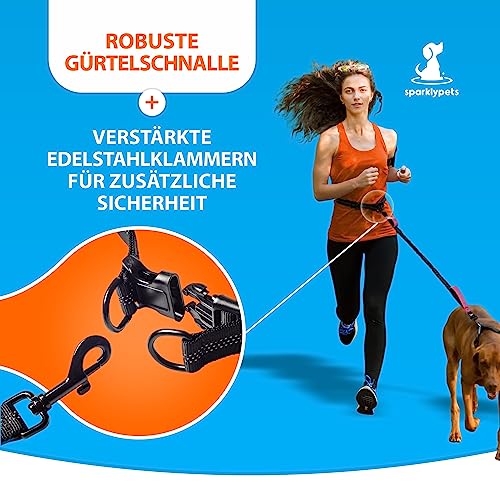 SparklyPets Hands Free Dog Leash for Medium and Large Dogs – Professional Harness with Reflective Stitches for Training, Walking, Jogging and Running Your Pet (Pink, for 1 Dog)