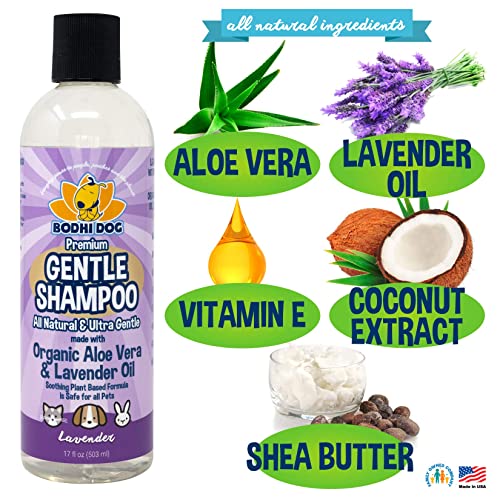 Bodhi Dog Premium Gentle Shampoo | Soothing & Ultra Gentle Puppy Shampoo | Aloe Vera and Lavender Oil | Natural Moisturizing Pet Wash for Puppies, Dogs and Cats (17 Fl Oz)