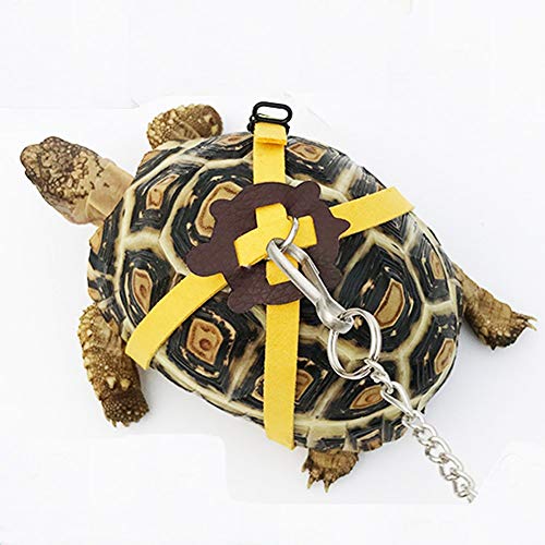 ebamaz Leather Harness Strap for Tortoise/Turtle Pet Walking Lead Control Rope Chest Collar (L)