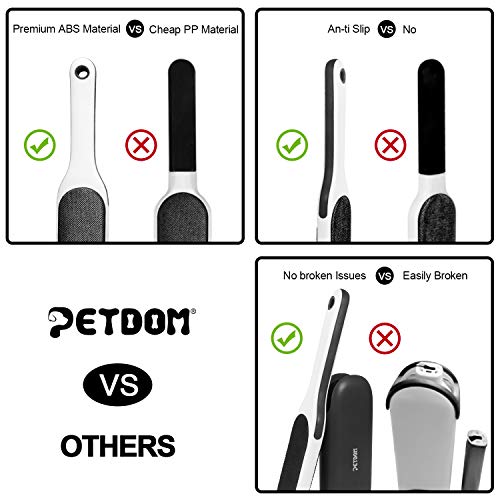 PETDOM Pet Hair Remover Brush Unibody Handle - Double Sided Reusable Cat Dog Fur & Lint Removal Brush with Self-Cleaning Base - Pet Hair Remover for Clothes, Carpet, Furniture (Obsidian Black)