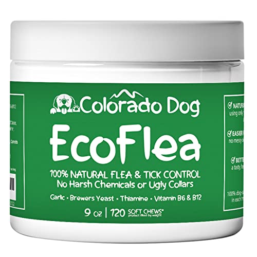 EcoFlea by ColoradoDog - 110 to 120 Count All Natural Chewable Dog Treats for Flea and Tick Treatment and Prevention - No Chemicals, No Mess, No Collars