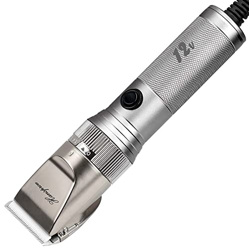 Hansprou Dog Grooming Clippers High Power Dog Clipper for Thick Heavy Coats Low Noise Plug-in Pet Trimmer Pet Professional Grooming Clippers with Guard Combs Brush for Dogs Cats and Other Animals