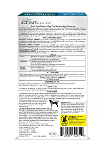 Activate II Flea and Tick Prevention for Dogs | 4 Count | Medium Dogs 11-20 lbs | Topical Drops | 4 Months Flea Treatment