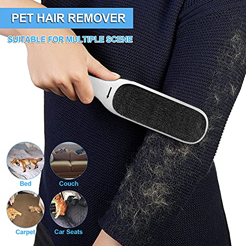 PETDOM Pet Hair Remover Brush Unibody Handle - Double Sided Reusable Cat Dog Fur & Lint Removal Brush with Self-Cleaning Base - Pet Hair Remover for Clothes, Carpet, Furniture (Obsidian Black)