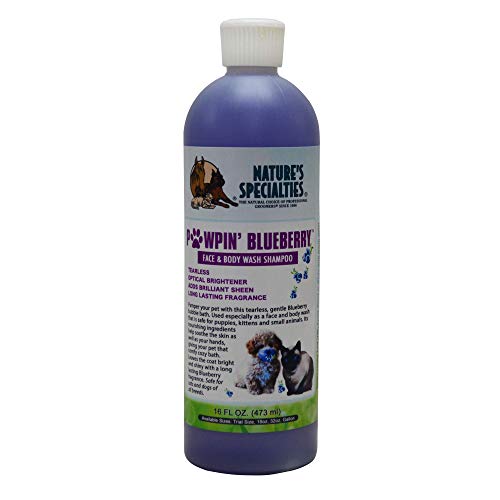 Nature's Specialties Puppy Friendly Dog Shampoo for Pets, Concentrate 16:1, Made in USA, Pawpin Blueberry, 16oz
