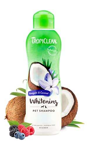 TropiClean Awapuhi & Coconut Whitening Shampoo for Pets, 20oz - Made in USA - Whitens and Brightens All Coats