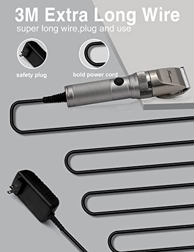 Hansprou Dog Grooming Clippers High Power Dog Clipper for Thick Heavy Coats Low Noise Plug-in Pet Trimmer Pet Professional Grooming Clippers with Guard Combs Brush for Dogs Cats and Other Animals