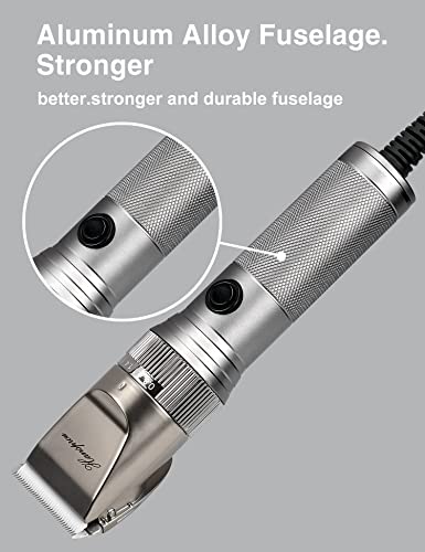 Hansprou Dog Grooming Clippers High Power Dog Clipper for Thick Heavy Coats Low Noise Plug-in Pet Trimmer Pet Professional Grooming Clippers with Guard Combs Brush for Dogs Cats and Other Animals