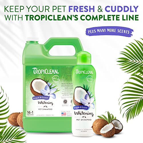 TropiClean Awapuhi & Coconut Whitening Shampoo for Pets, 20oz - Made in USA - Whitens and Brightens All Coats