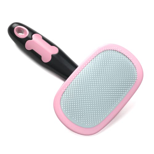 Glendan Dog Brush & Cat Brush- Slicker Pet Grooming Brush- Shedding Grooming Tools(Pink)