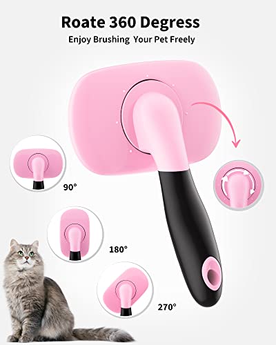 Glendan Dog Brush & Cat Brush- Slicker Pet Grooming Brush- Shedding Grooming Tools(Pink)