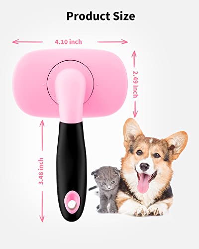 Glendan Dog Brush & Cat Brush- Slicker Pet Grooming Brush- Shedding Grooming Tools(Pink)