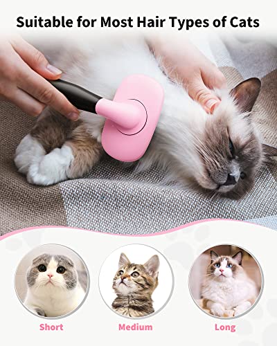 Glendan Dog Brush & Cat Brush- Slicker Pet Grooming Brush- Shedding Grooming Tools(Pink)
