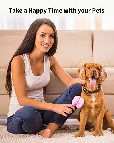 Glendan Dog Brush & Cat Brush- Slicker Pet Grooming Brush- Shedding Grooming Tools(Pink)