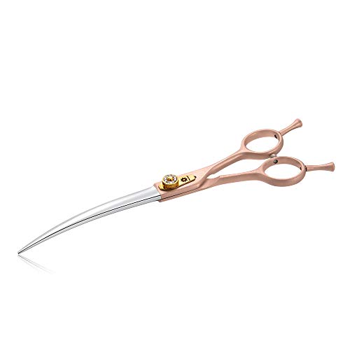 7 Inches Professional Pet Grooming Scissors, 440C Japanese Steel Straight & Curved & Thinning & Chunker Shears/Scissors for Dog Cat and More Pets (7 inch-Curved Scissors)