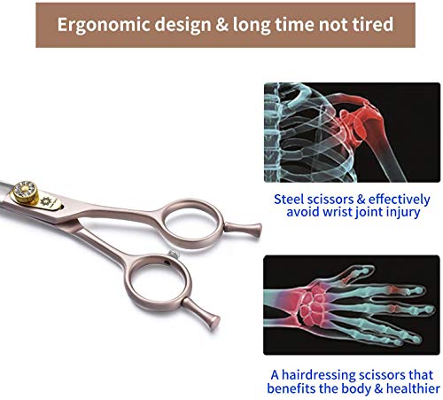 7 Inches Professional Pet Grooming Scissors, 440C Japanese Steel Straight & Curved & Thinning & Chunker Shears/Scissors for Dog Cat and More Pets (7 inch-Curved Scissors)