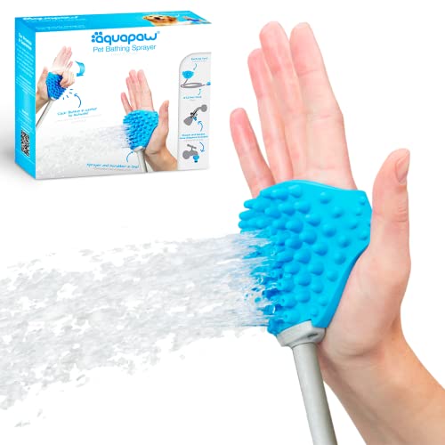 Aquapaw Pet Bathing Tool â Sprayer and Scrubber in One â Compatible with Indoor Shower or Outdoor Garden Hose â for Dog and Cat Grooming â Garden Hose and Shower Adapters Included