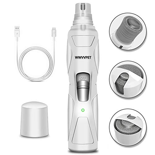 WWVVPET Pet Nail Grinder, More Powerful Dog Nail Clipper, Electric Nail Trimmer, Painless Paw Claw Care, Quiet Rechargeable Grooming Tool for L/M/S Dog/Cat/Bird (2021 Upgraded)