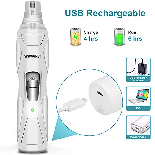 WWVVPET Pet Nail Grinder, More Powerful Dog Nail Clipper, Electric Nail Trimmer, Painless Paw Claw Care, Quiet Rechargeable Grooming Tool for L/M/S Dog/Cat/Bird (2021 Upgraded)
