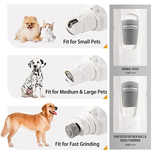 WWVVPET Pet Nail Grinder, More Powerful Dog Nail Clipper, Electric Nail Trimmer, Painless Paw Claw Care, Quiet Rechargeable Grooming Tool for L/M/S Dog/Cat/Bird (2021 Upgraded)
