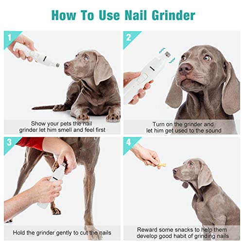 WWVVPET Pet Nail Grinder, More Powerful Dog Nail Clipper, Electric Nail Trimmer, Painless Paw Claw Care, Quiet Rechargeable Grooming Tool for L/M/S Dog/Cat/Bird (2021 Upgraded)