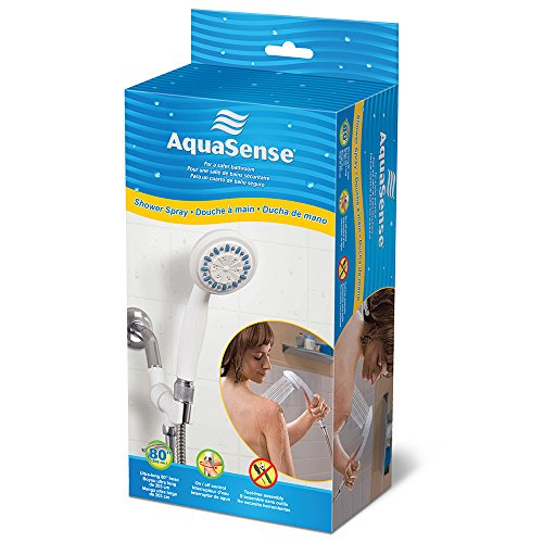 AquaSense 770-980 3 Setting Handheld Shower Head with Ultra-Long Stainless Steel Hose, White